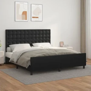 Estrutura de cama com cabeceira 180x200cm couro artificial preto