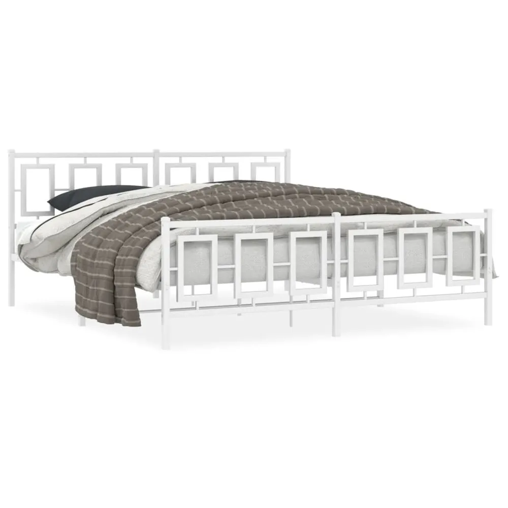 Estrutura de cama com cabeceira e pés 183x213 cm metálico branco