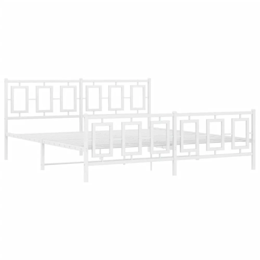 Estrutura de cama com cabeceira e pés 183x213 cm metálico branco