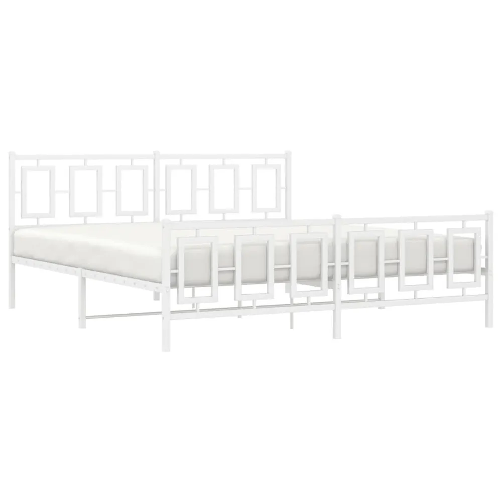 Estrutura de cama com cabeceira e pés 183x213 cm metálico branco