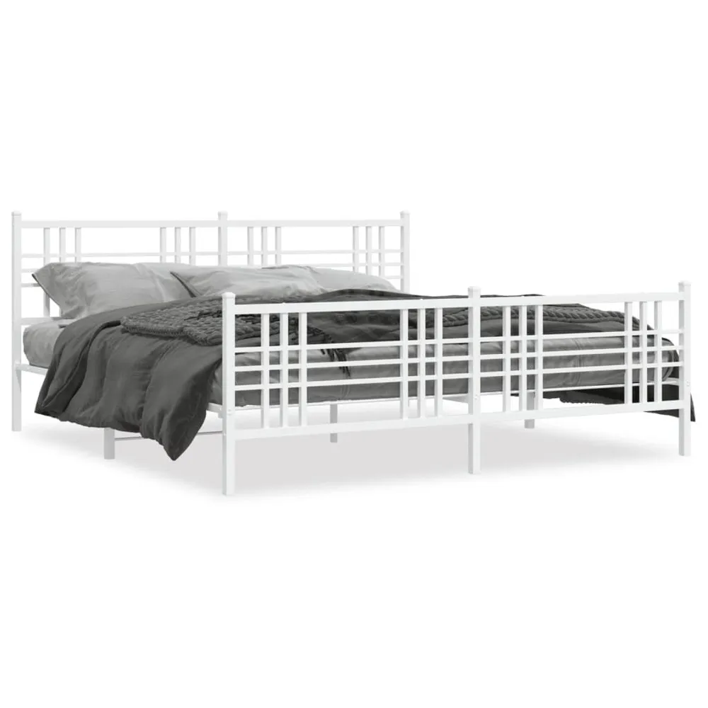 Estrutura de cama com cabeceira e pés 183x213 cm metálico branco