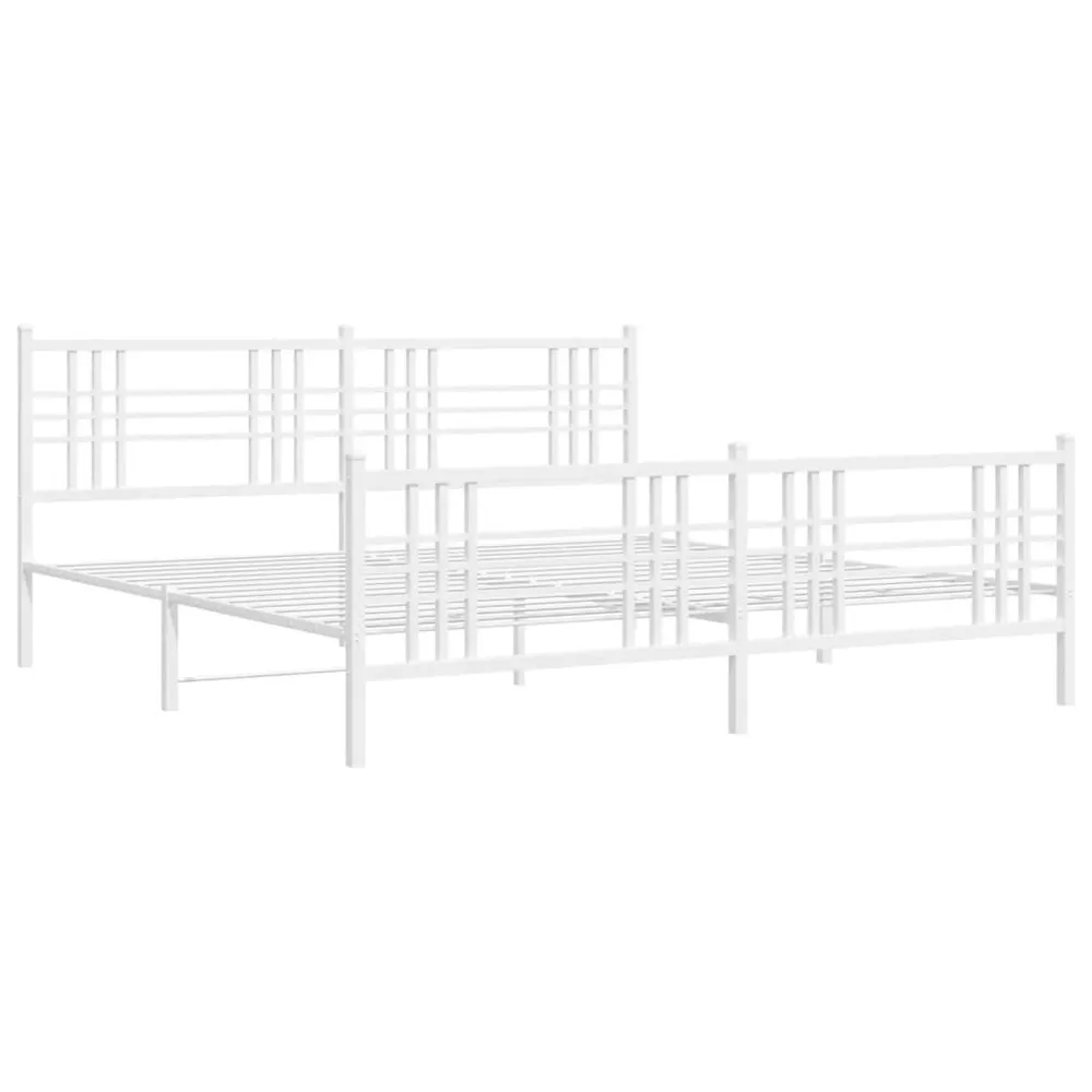 Estrutura de cama com cabeceira e pés 183x213 cm metálico branco