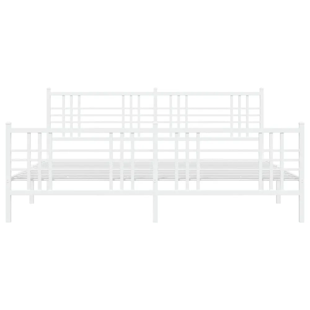 Estrutura de cama com cabeceira e pés 183x213 cm metálico branco