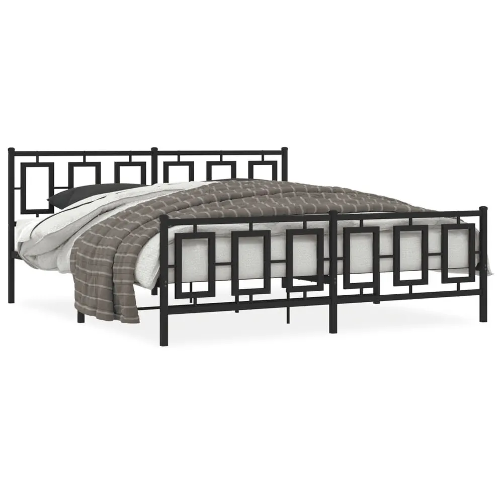 Estrutura de cama com cabeceira e pés 183x213 cm metálico preto