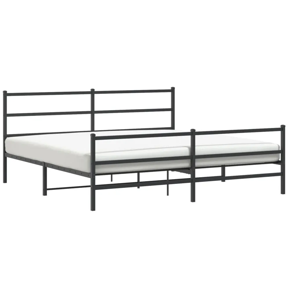 Estrutura de cama com cabeceira e pés 183x213 cm metálico preto
