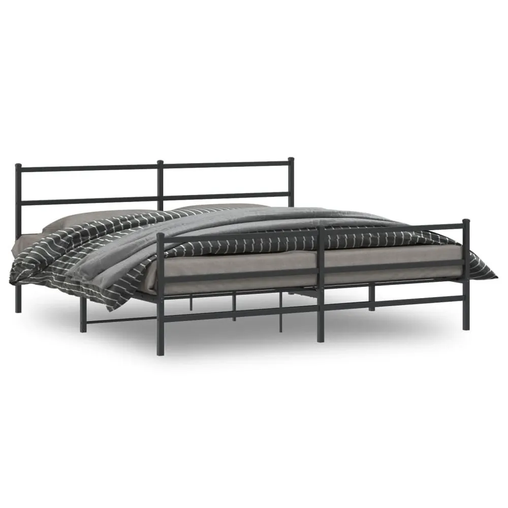 Estrutura de cama com cabeceira e pés 183x213 cm metálico preto