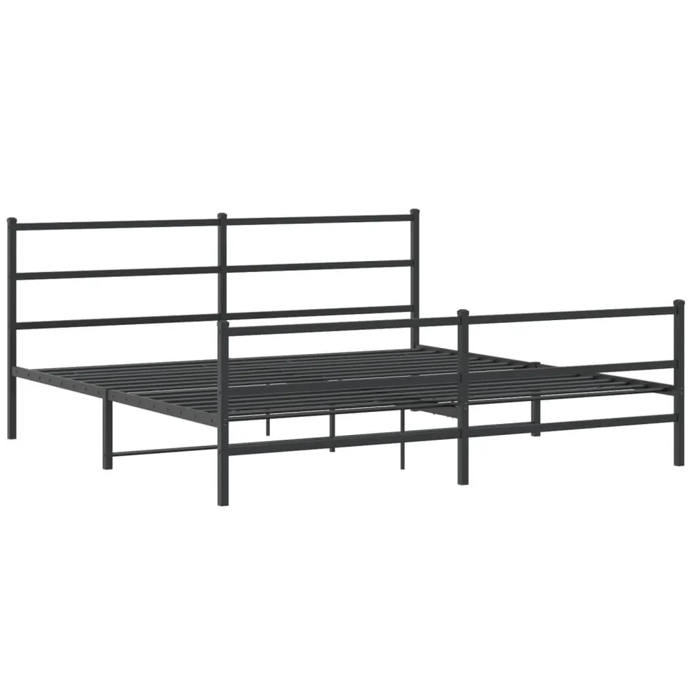 Estrutura de cama com cabeceira e pés 183x213 cm metálico preto