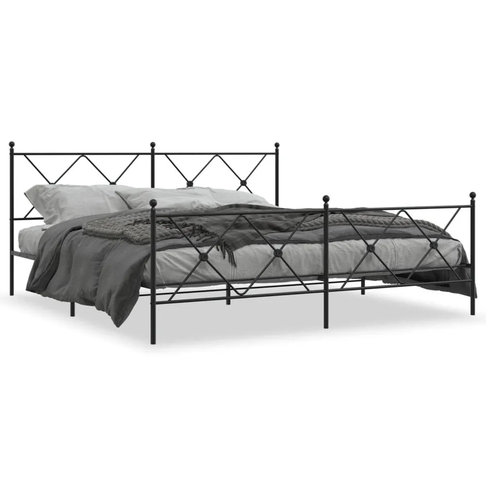 Estrutura de cama com cabeceira e pés 183x213 cm metálico preto