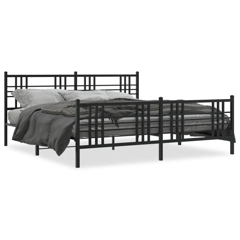 Estrutura de cama com cabeceira e pés 183x213 cm metálico preto