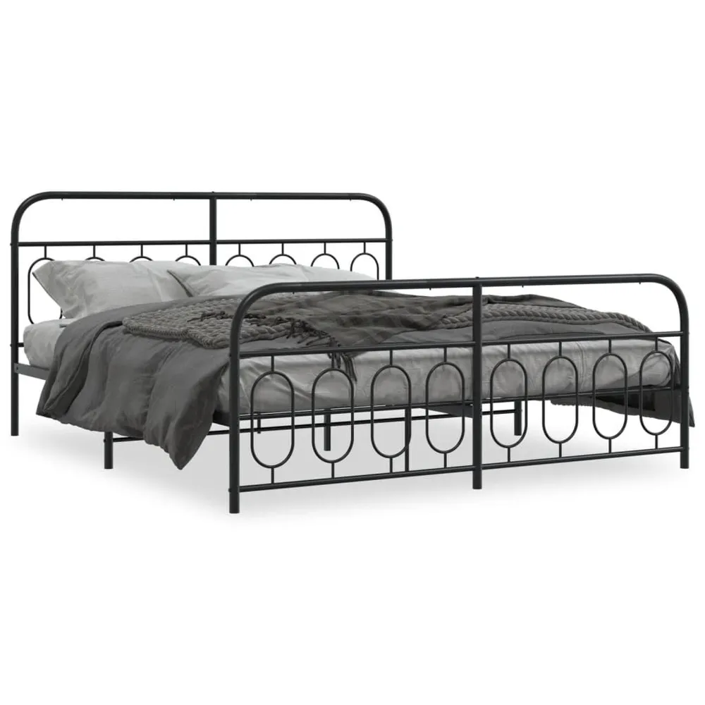 Estrutura de cama com cabeceira e pés 183x213 cm metálico preto