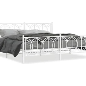 Estrutura de cama com cabeceira e pés 193x203 cm metálico branco