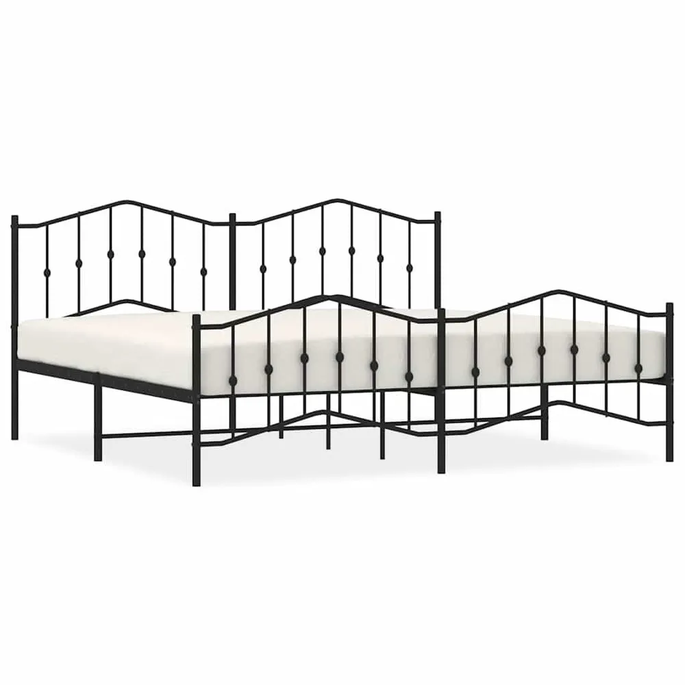 Estrutura de cama com cabeceira e pés 193x203 cm metálico preto