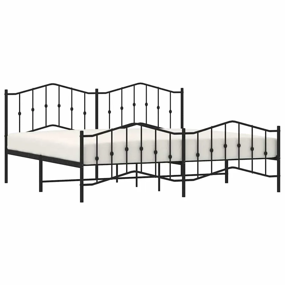 Estrutura de cama com cabeceira e pés 193x203 cm metálico preto