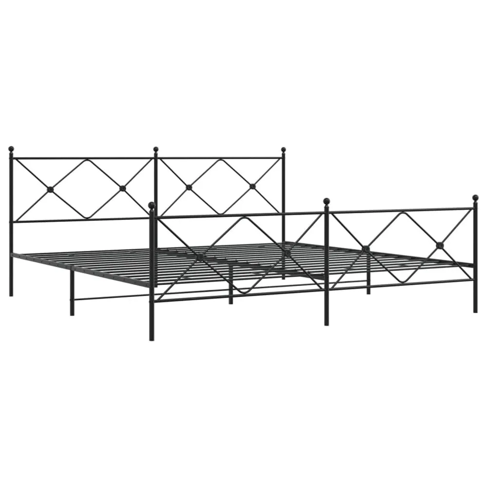 Estrutura de cama com cabeceira e pés 193x203 cm metálico preto