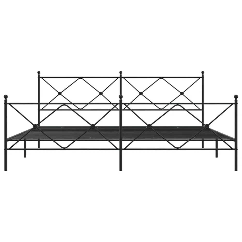 Estrutura de cama com cabeceira e pés 193x203 cm metálico preto