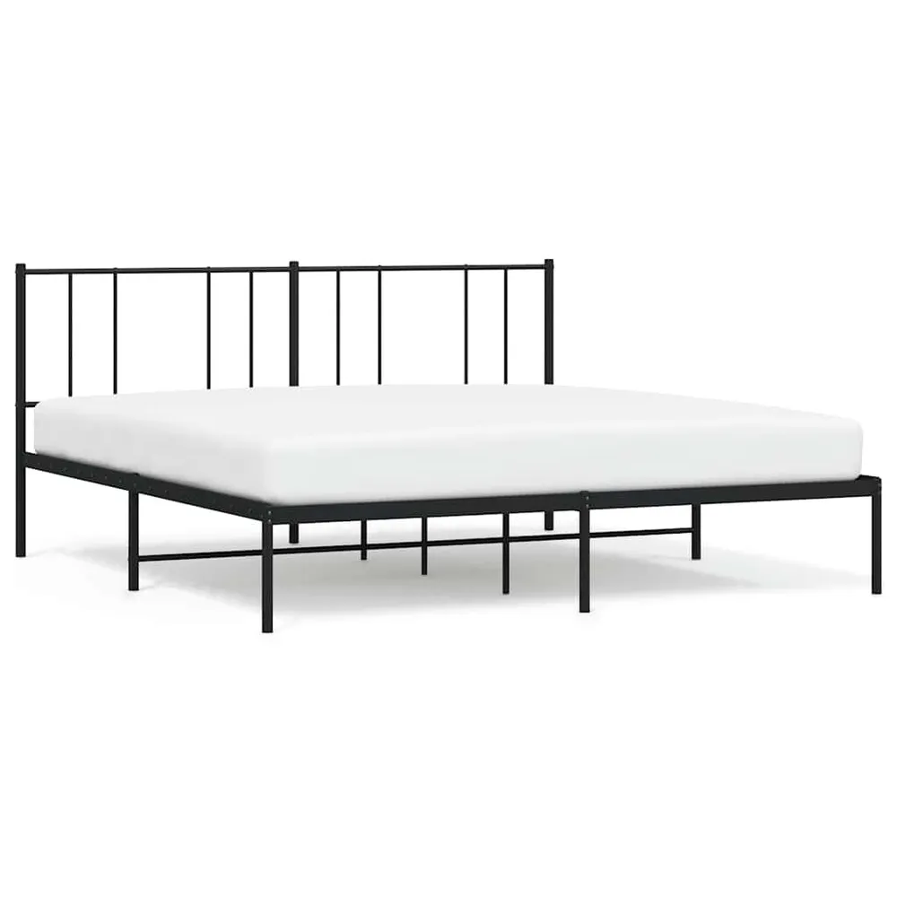 Estrutura de cama com cabeceira 193x203 cm metálico preto