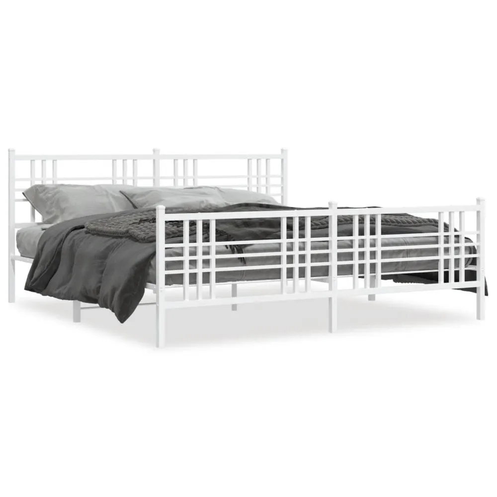Estrutura de cama com cabeceira e pés 193x203 cm metálico branco