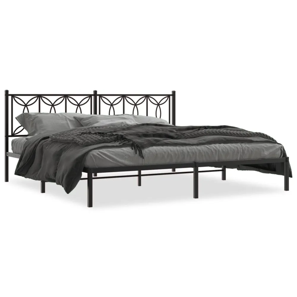 Estrutura de cama com cabeceira 193x203 cm metálico preto