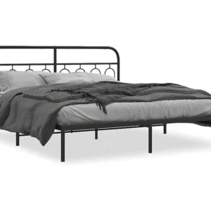 Estrutura de cama com cabeceira 193x203 cm metálico preto