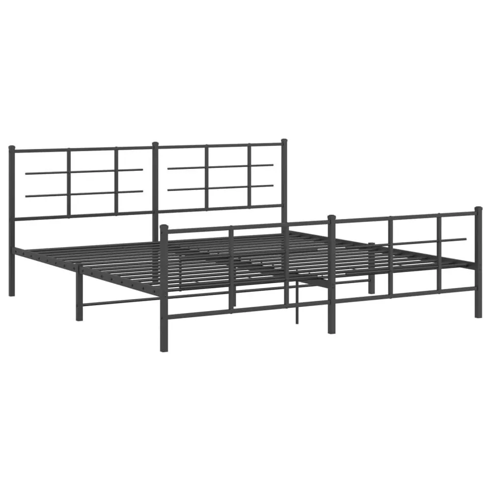 Estrutura de cama com cabeceira e pés 193x203 cm metálico preto