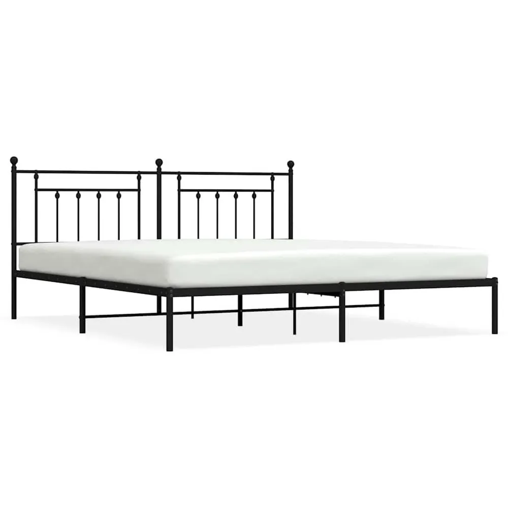 Estrutura de cama com cabeceira 193x203 cm metálico preto