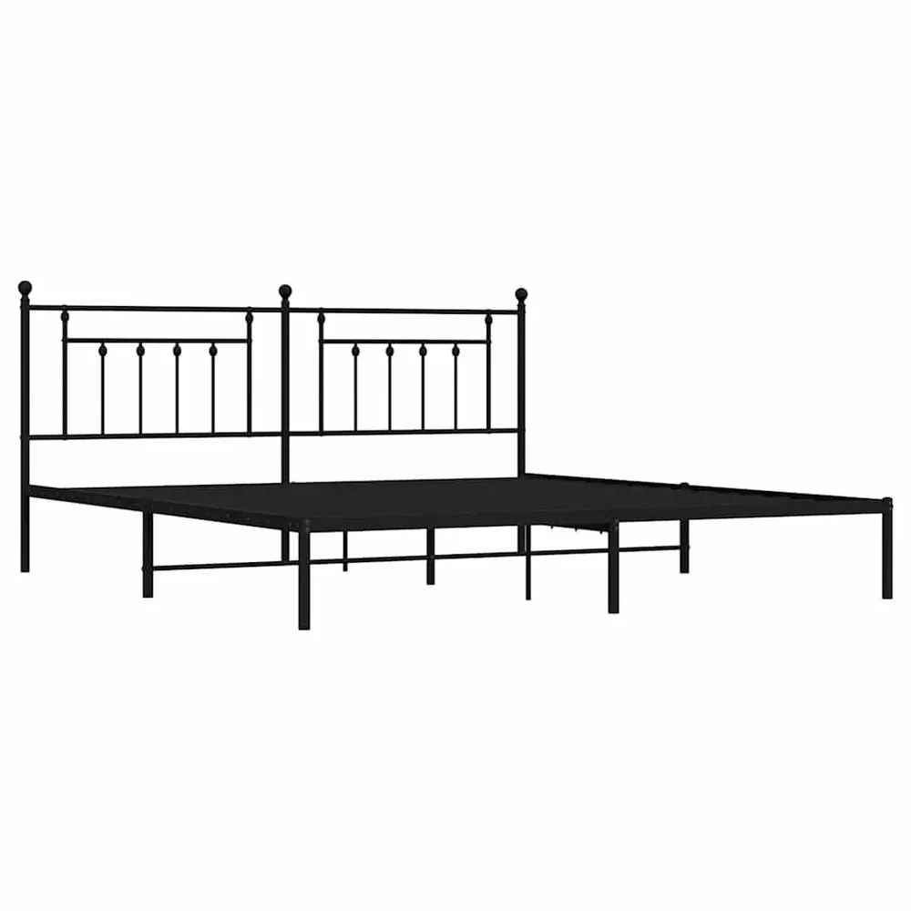 Estrutura de cama com cabeceira 193x203 cm metálico preto