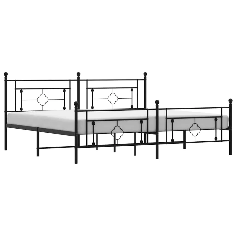 Estrutura de cama com cabeceira e pés 193x203 cm metálico preto