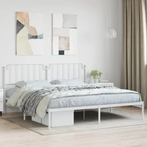 Estrutura de cama com cabeceira 193x203 cm metálico branco