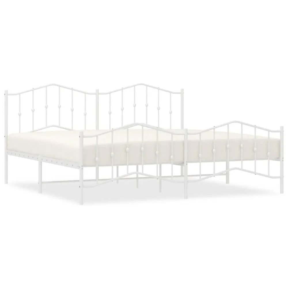 Estrutura de cama com cabeceira e pés 193x203 cm metálico branco