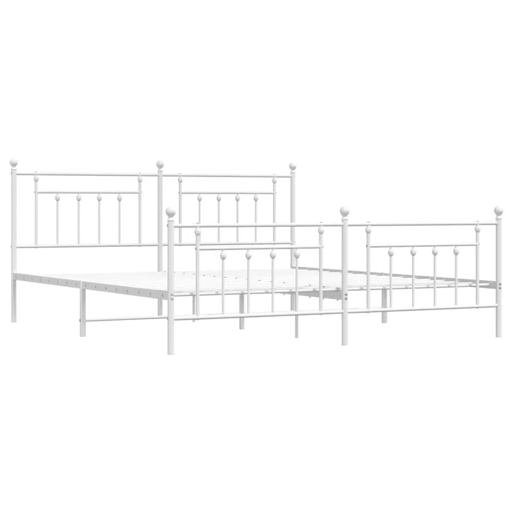 Estrutura de cama com cabeceira e pés 193x203 cm metálico branco