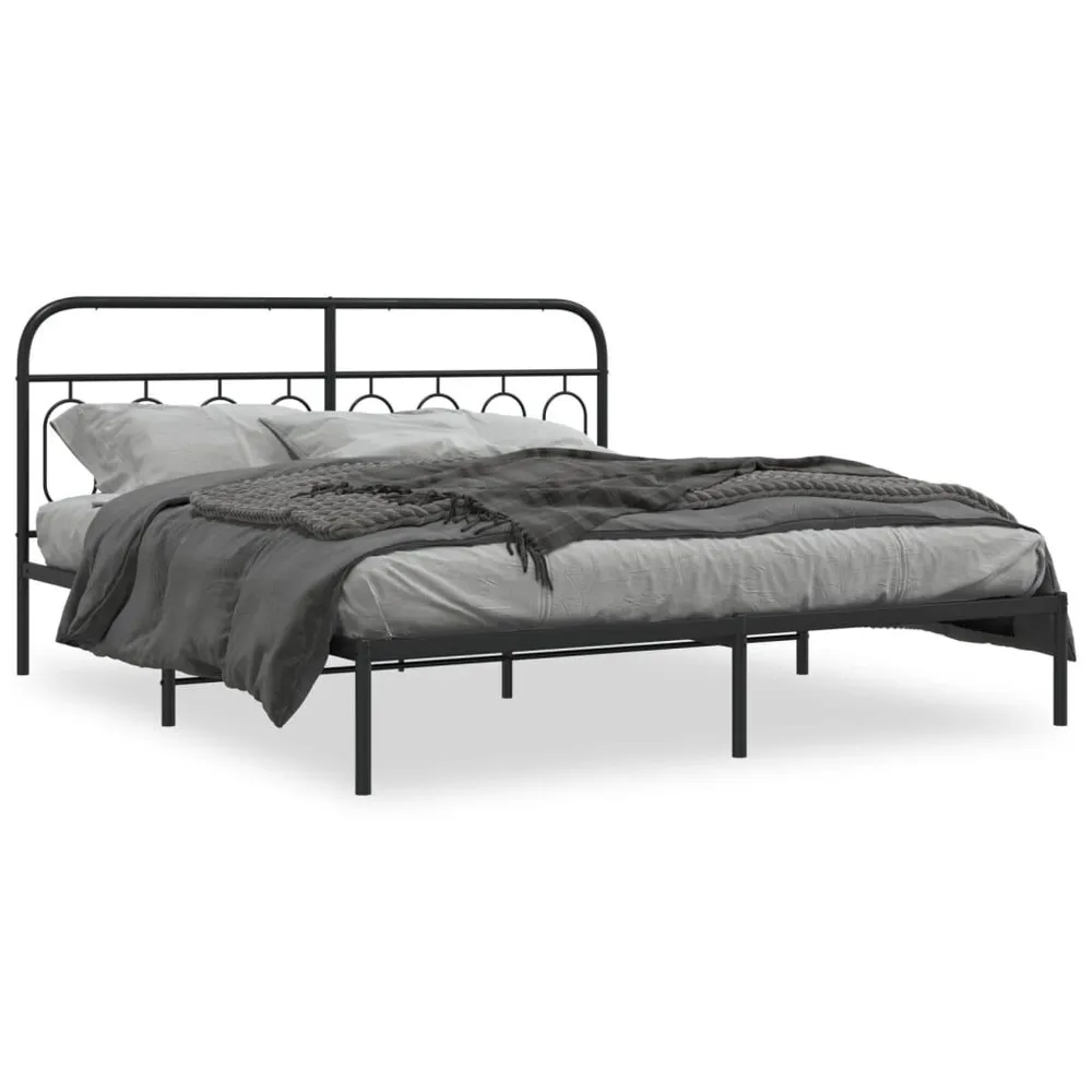 Estrutura de cama com cabeceira 193x203 cm metálico preto