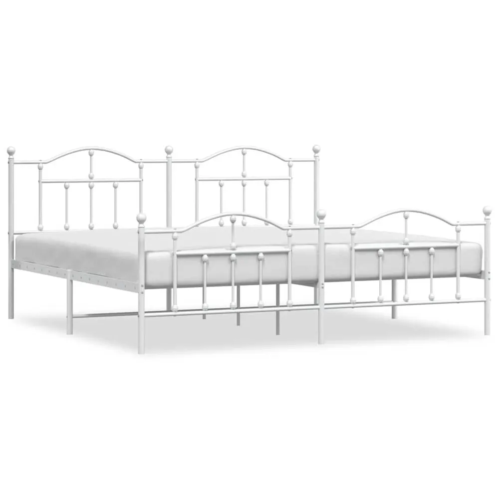 Estrutura de cama com cabeceira e pés 193x203 cm metálico branco