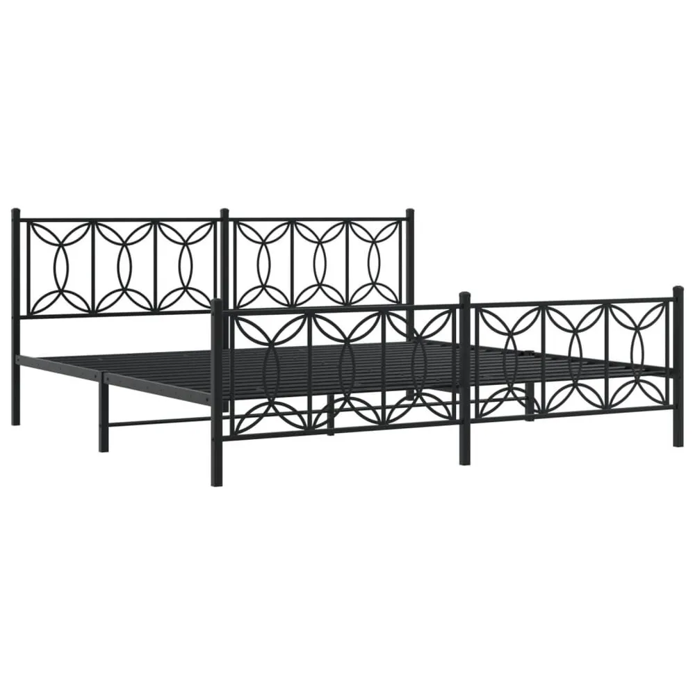 Estrutura de cama com cabeceira e pés 200x200 cm metálico preto