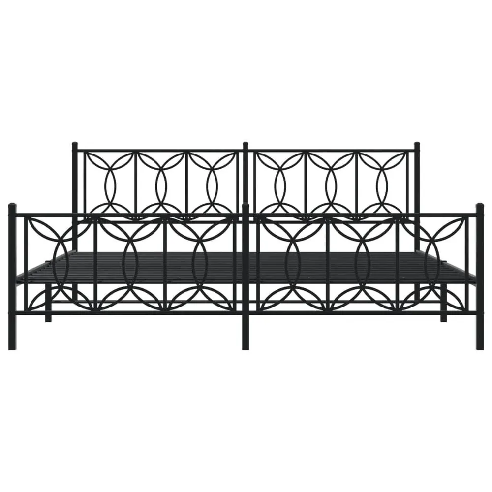 Estrutura de cama com cabeceira e pés 200x200 cm metálico preto