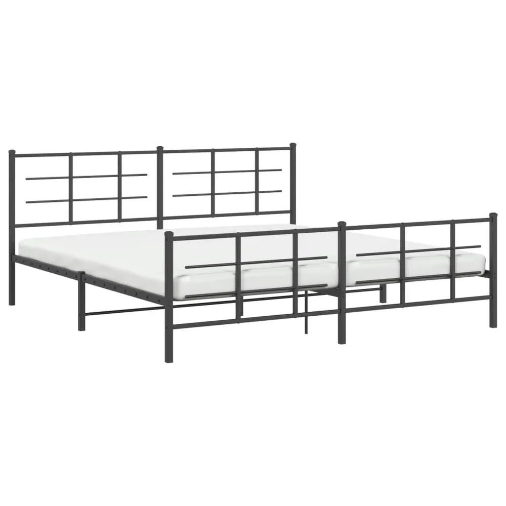 Estrutura de cama com cabeceira e pés 200x200 cm metálico preto