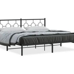 Estrutura de cama com cabeceira 200x200 cm metálico preto