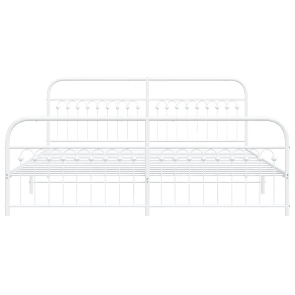 Estrutura de cama com cabeceira e pés 200x200 cm metálico branco