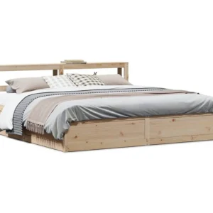 Estrutura de cama com cabeceira 200x200 cm pinho maciço
