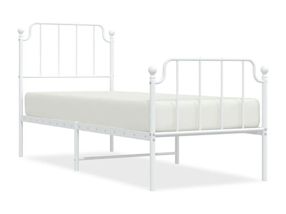 Estrutura de cama com cabeceira e pés 75x190 cm metálico branco