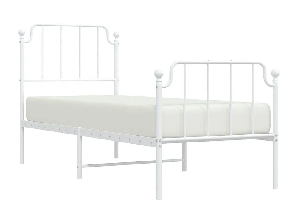 Estrutura de cama com cabeceira e pés 75x190 cm metálico branco