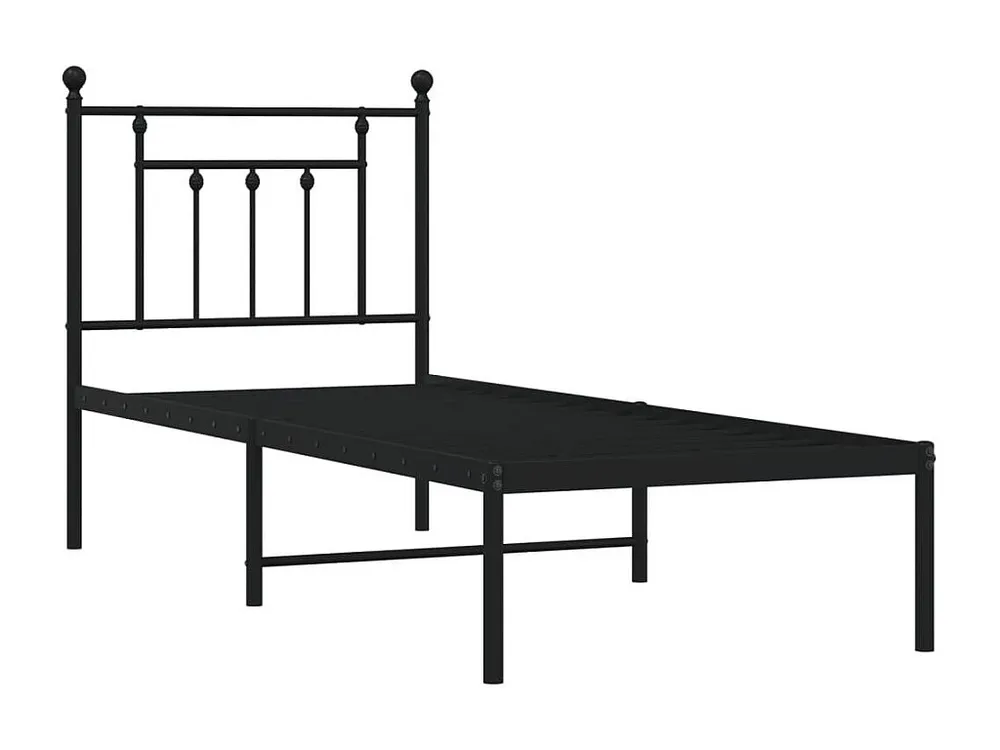 Estrutura de cama com cabeceira 75x190 cm metálico preto