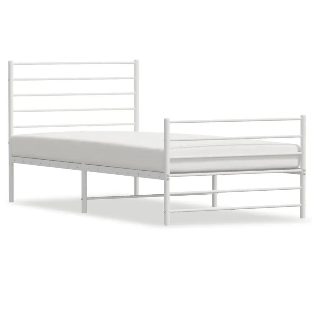 Estrutura de cama com cabeceira e pés 75x190 cm metálico branco