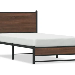 Estrutura cama com cabeceira 75x190 cm metálico carvalho castanho
