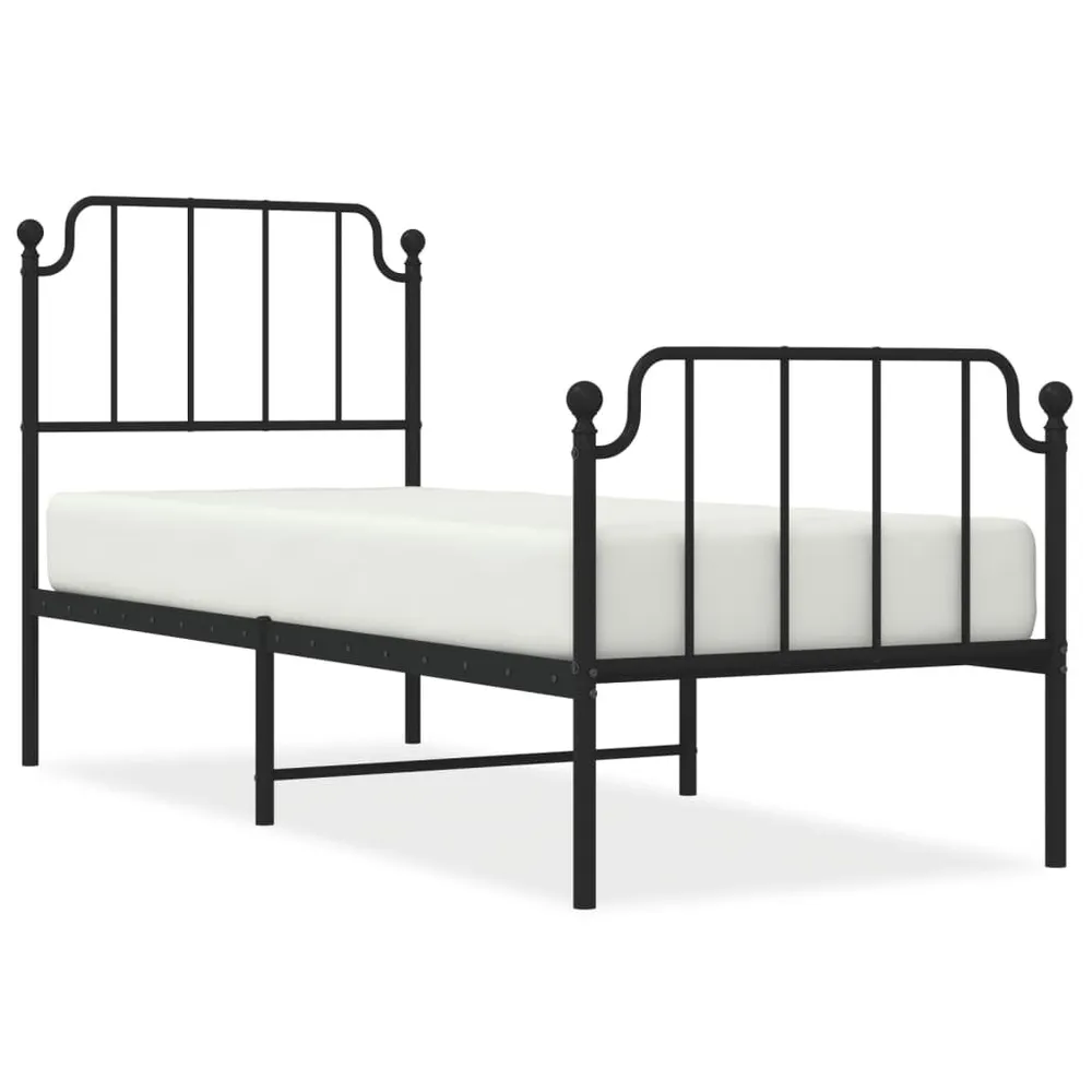 Estrutura de cama com cabeceira e pés 75x190 cm metálico preto