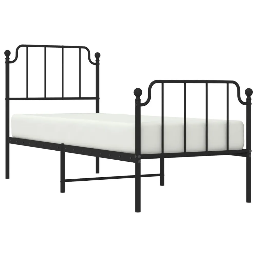Estrutura de cama com cabeceira e pés 75x190 cm metálico preto
