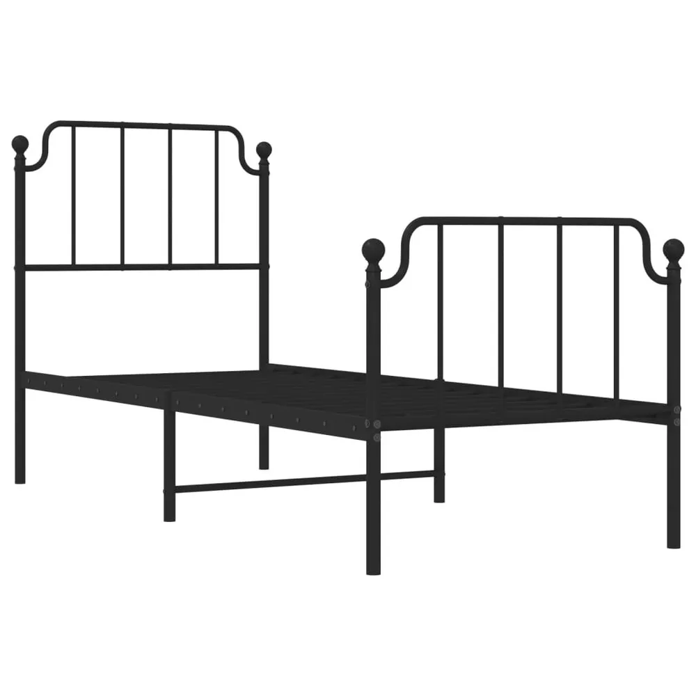 Estrutura de cama com cabeceira e pés 75x190 cm metálico preto