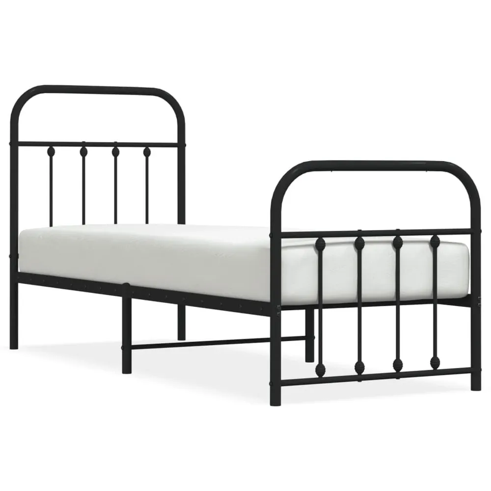 Estrutura de cama com cabeceira e pés 75x190 cm metálico preto