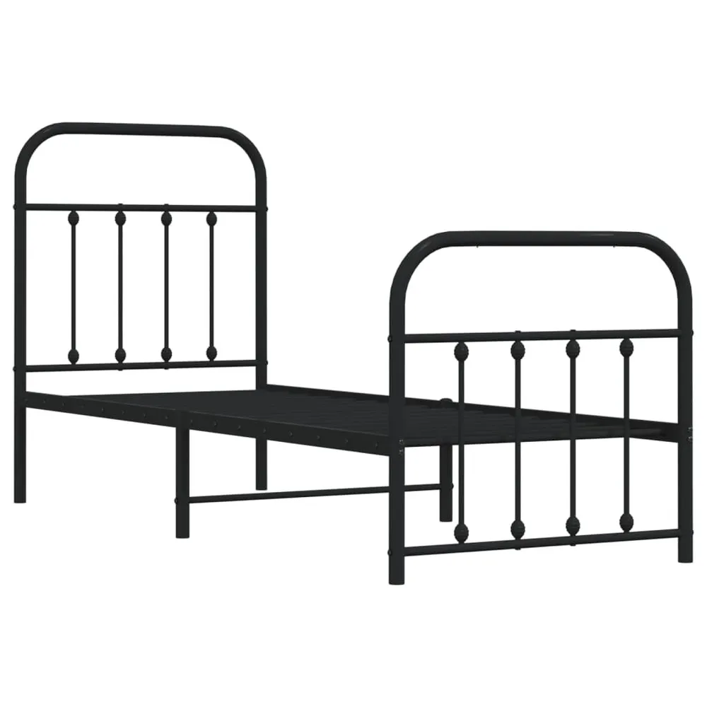 Estrutura de cama com cabeceira e pés 75x190 cm metálico preto