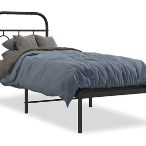 Estrutura de cama com cabeceira 75x190 cm metálico preto