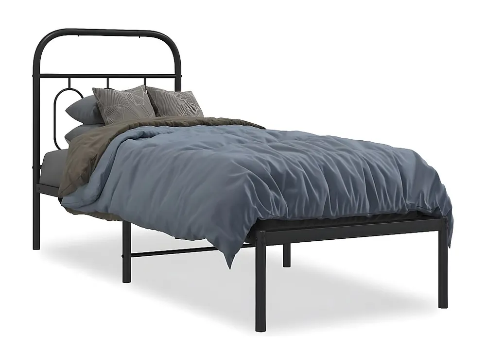 Estrutura de cama com cabeceira 75x190 cm metálico preto